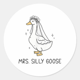 Bruid Wordt Trou Silly Bruid Gans Gaat Los Ronde Sticker