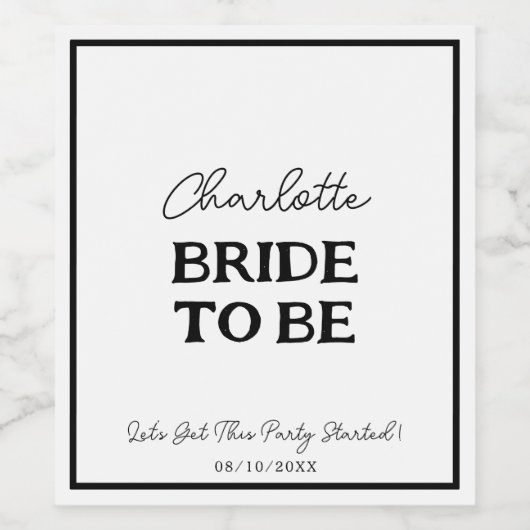 Bruid Wordt Zwart En Wit Bachelorette Wijn Etiket (Enkel label)