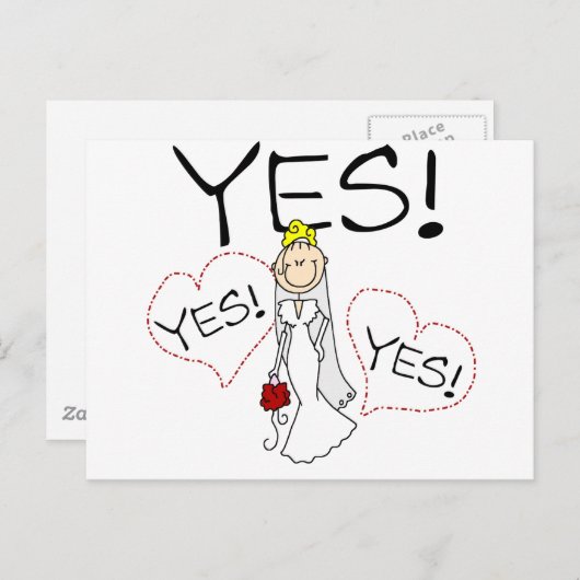 Bruid zegt ja Tshirts en geschenken Briefkaart (Voorkant / Achterkant)