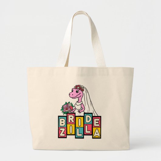 Bruid Zilla Retro  Grote Tote Bag (Voorkant)