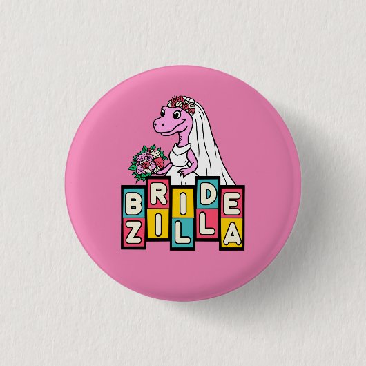 Bruid Zilla Retro Ronde Button 3,2 Cm (Voorkant)