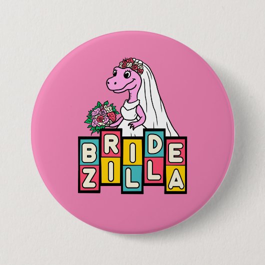 Bruid Zilla Retro Ronde Button 7,6 Cm (Voorkant)