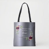 Bruid zilver bordeaux bloemen bruiloft tote bag (Voorkant)