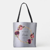 Bruid zilver bordeaux bloemen elegant tote bag (Achterkant)