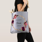 Bruid zilver bordeaux bloemen elegant tote bag (Dichtbij)