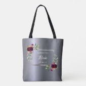 Bruid zilver bruine bloemen bruiloft tote bag (Achterkant)