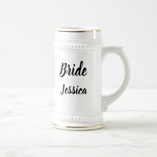 Bruid Zwart Elegant Script Cadeaus Stijlvolle Brui Bierpul (Rechts)