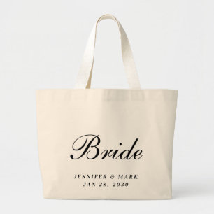 Bruid zwart en wit grote tote bag