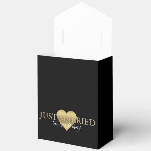 BRUID Zwart & Gouden Hart Bruiloft Bruidsfeest Bedankdoosjes (Open)