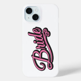 Bruid zwart/roze op wit iPhone 15 case