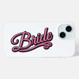Bruid zwart/roze op wit iPhone 15 case