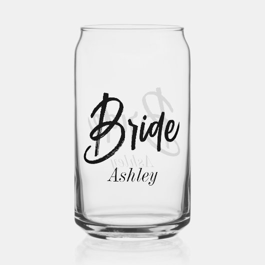 bruid zwart wit script bruiloft blikvorm glas (Voorkant)