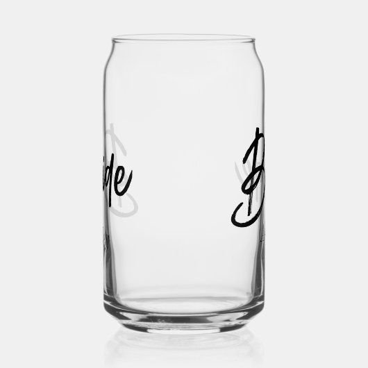 bruid zwart wit script bruiloft blikvorm glas (Links)