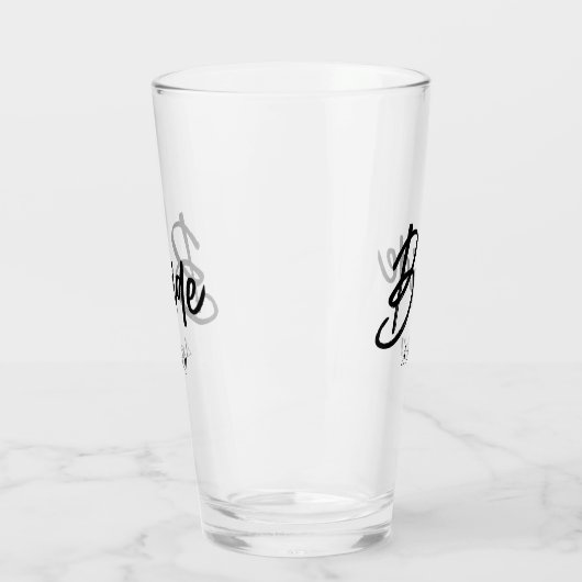 bruid zwart wit script bruiloft glas (Links)