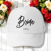 bruid zwart wit script bruiloft trucker pet