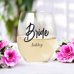 bruid zwart wit script bruiloft wijnglas zonder voet
