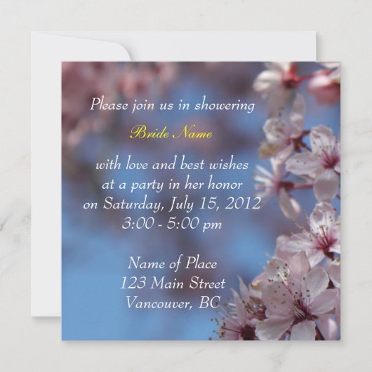 bruidale doucheuitnodiging, kersenbloesem kaart (Voorkant)