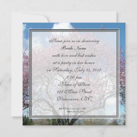 bruidale doucheuitnodiging, kersenbloesem kaart (Voorkant)