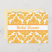 bruiddouche-uitnodiging, elegante gele vocht uitnodiging briefkaart (Voorkant / Achterkant)