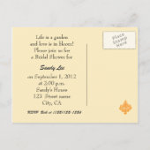 bruiddouche-uitnodiging, elegante gele vocht uitnodiging briefkaart (Achterkant)