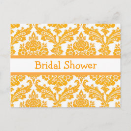 bruiddouche-uitnodiging, elegante gele vocht uitnodiging briefkaart