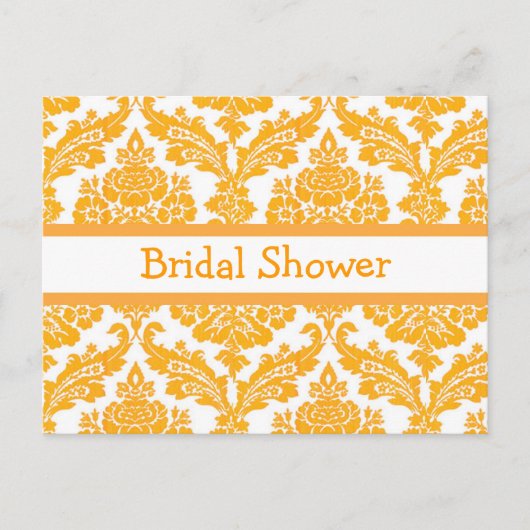 bruiddouche-uitnodiging, elegante gele vocht uitnodiging briefkaart (Voorkant)