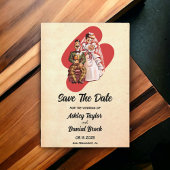  bruidebruinbruine retro Wedding opslaan Datum Kaart