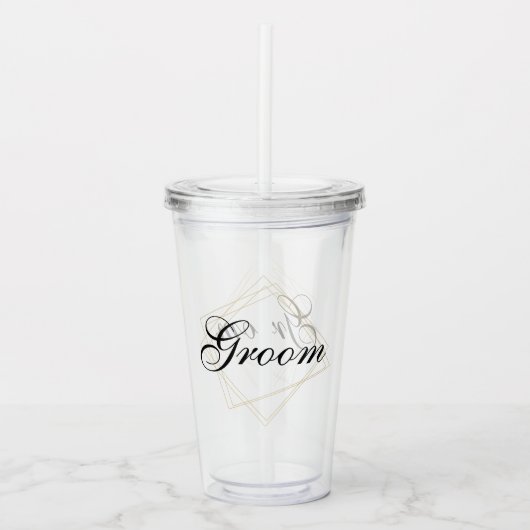 Bruidegom Aangepast Verwisselbaar Geschenk Trouwen Acryl Drinkbeker (Voorkant)
