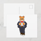 Bruidegom als beer met pak briefkaart (Voorkant / Achterkant)