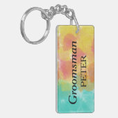 Bruidegom Artsy Aquarel Sleutelhanger (Voorkant Links)