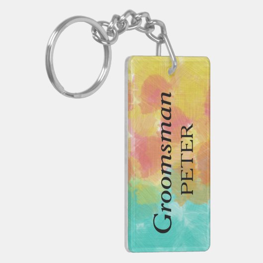 Bruidegom Artsy Waterverf Sleutelhanger (Voorkant Links)