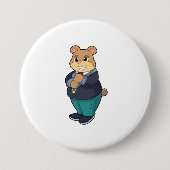 Bruidegom Beer met Pak Ronde Button 7,6 Cm (Voorkant)