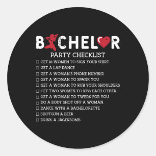 Bruidegom Benodigdheden Feest Checklist Bruidegom Ronde Sticker