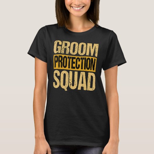 Bruidegom Beschermingsploeg Bachelorfeest T-shirt (Voorkant)