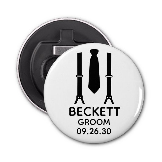 Bruidegom Black Tie Button Flesopener (Voorkant)