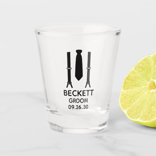 Bruidegom Black Tie Shot Glas (Voorkant)