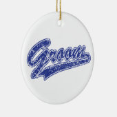Bruidegom Blauw Keramisch Ornament (Rechts)