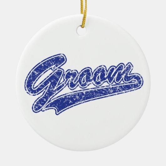 Bruidegom Blauw Keramisch Ornament (Voorkant)