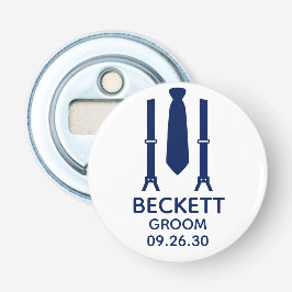 Bruidegom Blauwe Das Button Flesopener