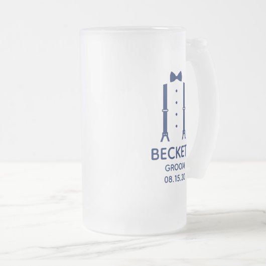 Bruidegom Blauwe Strikdas Matglas Bierpul (Voorkant rechts)