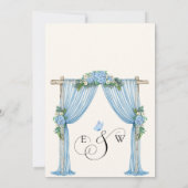 Bruidegom bloemenboog tuin bruiloft save the date (Achterkant)