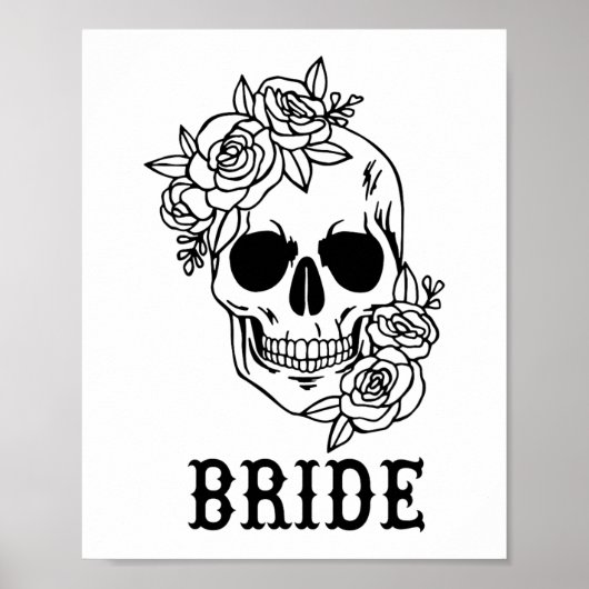 bruidegom bloemenschedel halloween bruiloft bachel poster (Voorkant)