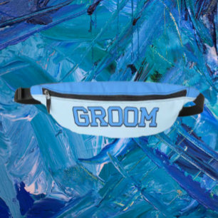 Bruidegom – Blue College Font Trouw & Verloofdfees Heuptasje