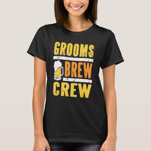 Bruidegom Brew Crew Cool Retro Jonggezellenfeest T T-shirt (Voorkant)
