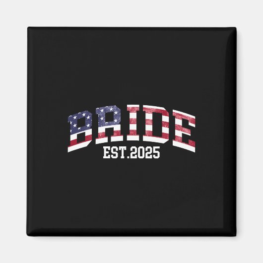 Bruidegom Bruid 2025 Usa Vlag Net Getrouwd Koppel Magneet (Voorkant)
