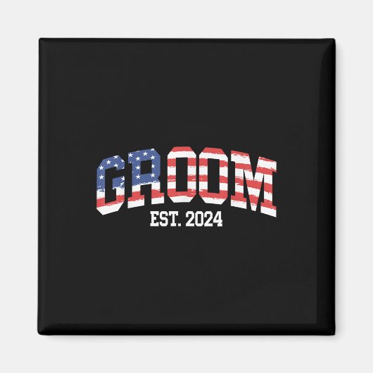 Bruidegom Bruid Amerikaanse vlag 4 juli Bruidspare Magneet (Voorkant)