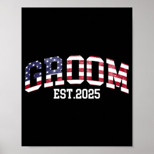 Bruidegom Bruid Geschat 2025 Vlag van de VS Net ge Poster