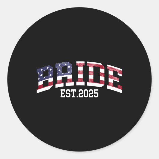 Bruidegom Bruid Geschat 2025 Vlag van de VS Net Ge Ronde Sticker (Voorkant)