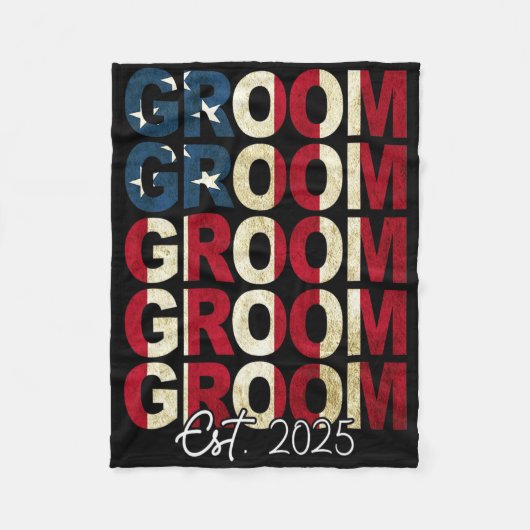Bruidegom Bruid Geschat 2025 VS Vlag Net Getrouwd Fleece Deken (Voorkant)