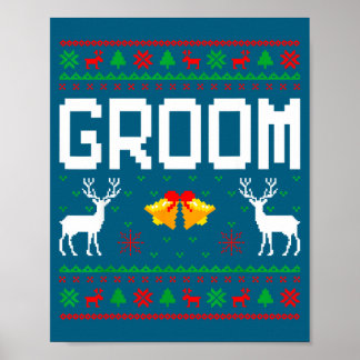 Bruidegom bruid getrouwd paar lelijke kersttrui  poster